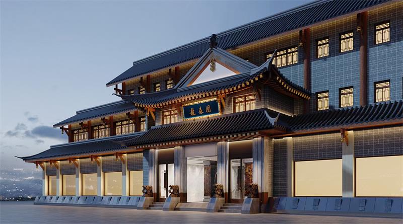 成都仿古建筑施工——琴臺(tái)路龍森園火鍋店外觀(guān)仿古改造